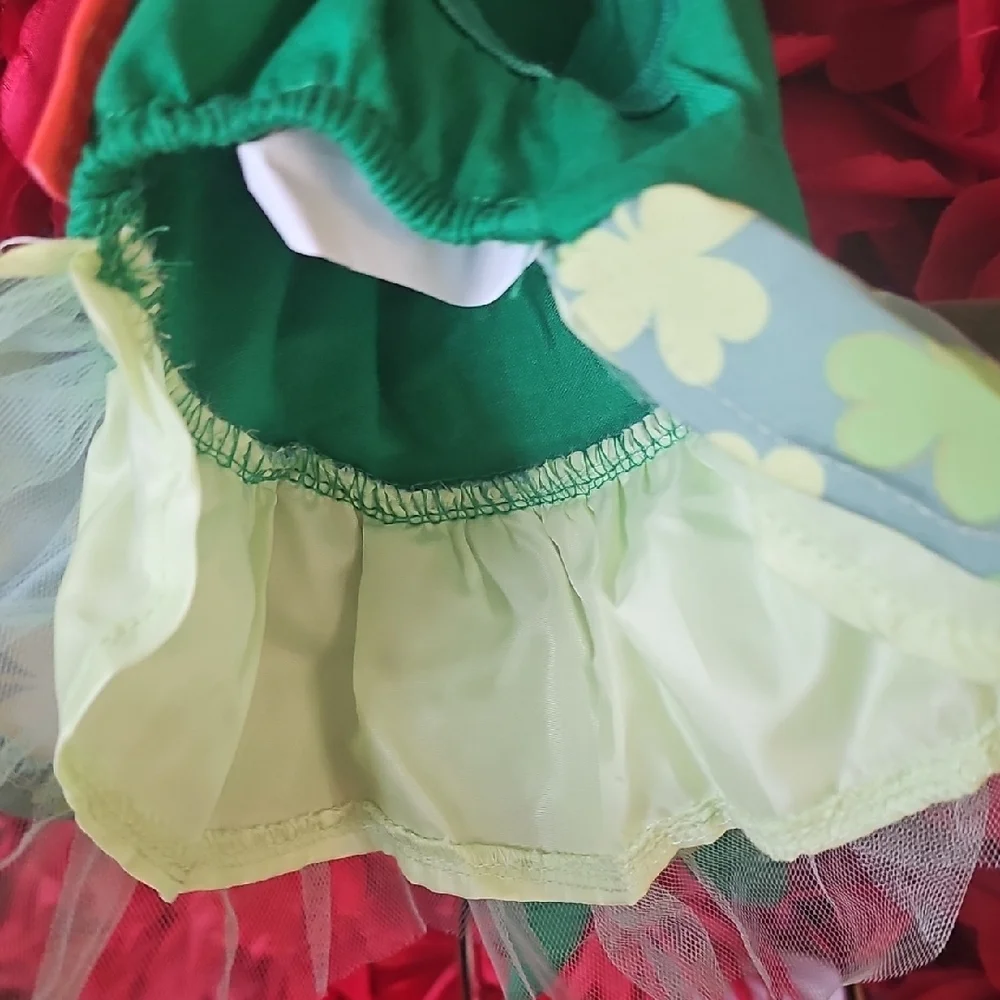 Festive Green Dog Dress with Shamrock Pattern Size Xsmall